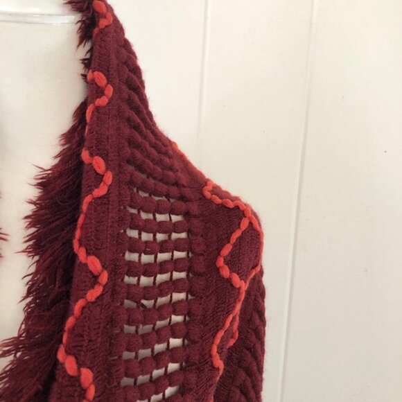 Merona Womens Scarf Knit Infinity Scarf with Fringe Burgundy - Picture 3 of 5